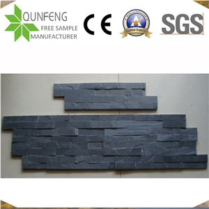 China 10X36CM Natural Z Stone Wall Black Thin Veneer Slate